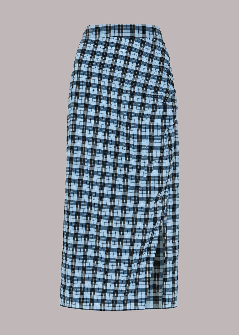 Ruched check skirt online
