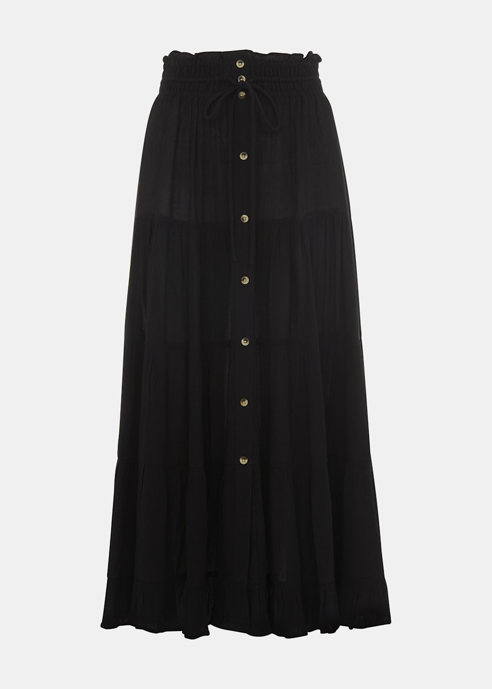 Plus size black button front skirt online