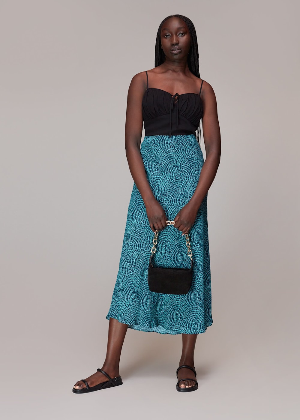Bias cut skirt blue discount