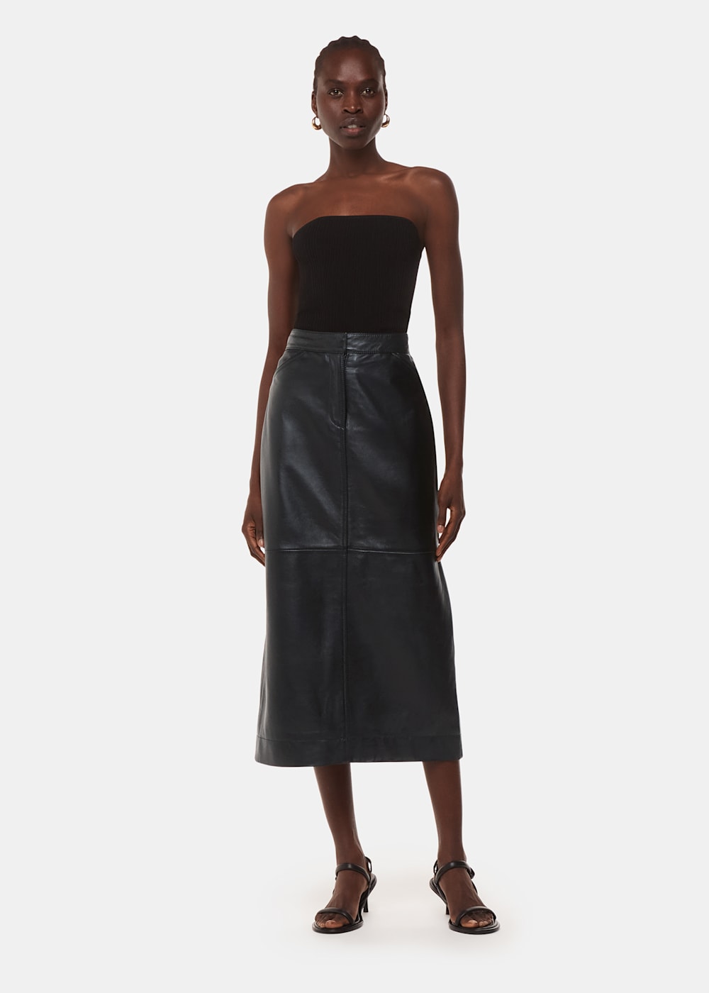 Black leather midi skirt uk hotsell
