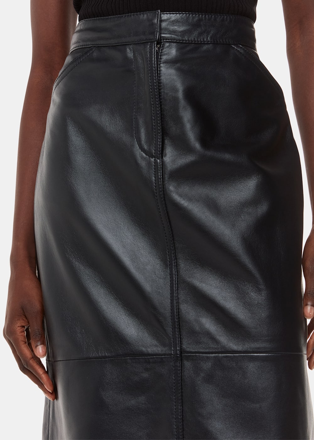 Leather midi skirt black discount
