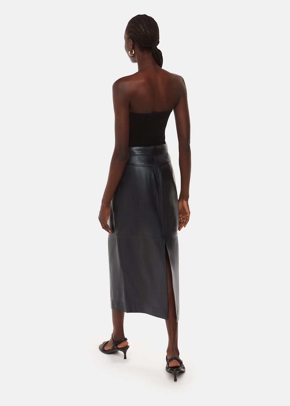 Black Leather Midi Skirt Whistles UK Whistles UK