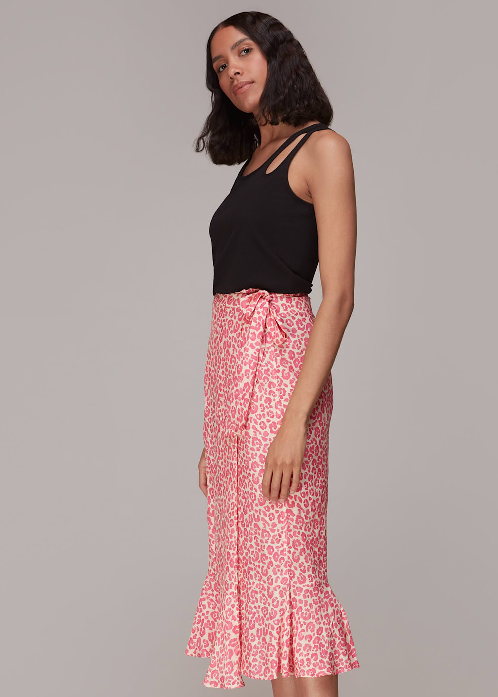 Cheetah wrap midi skirt sales