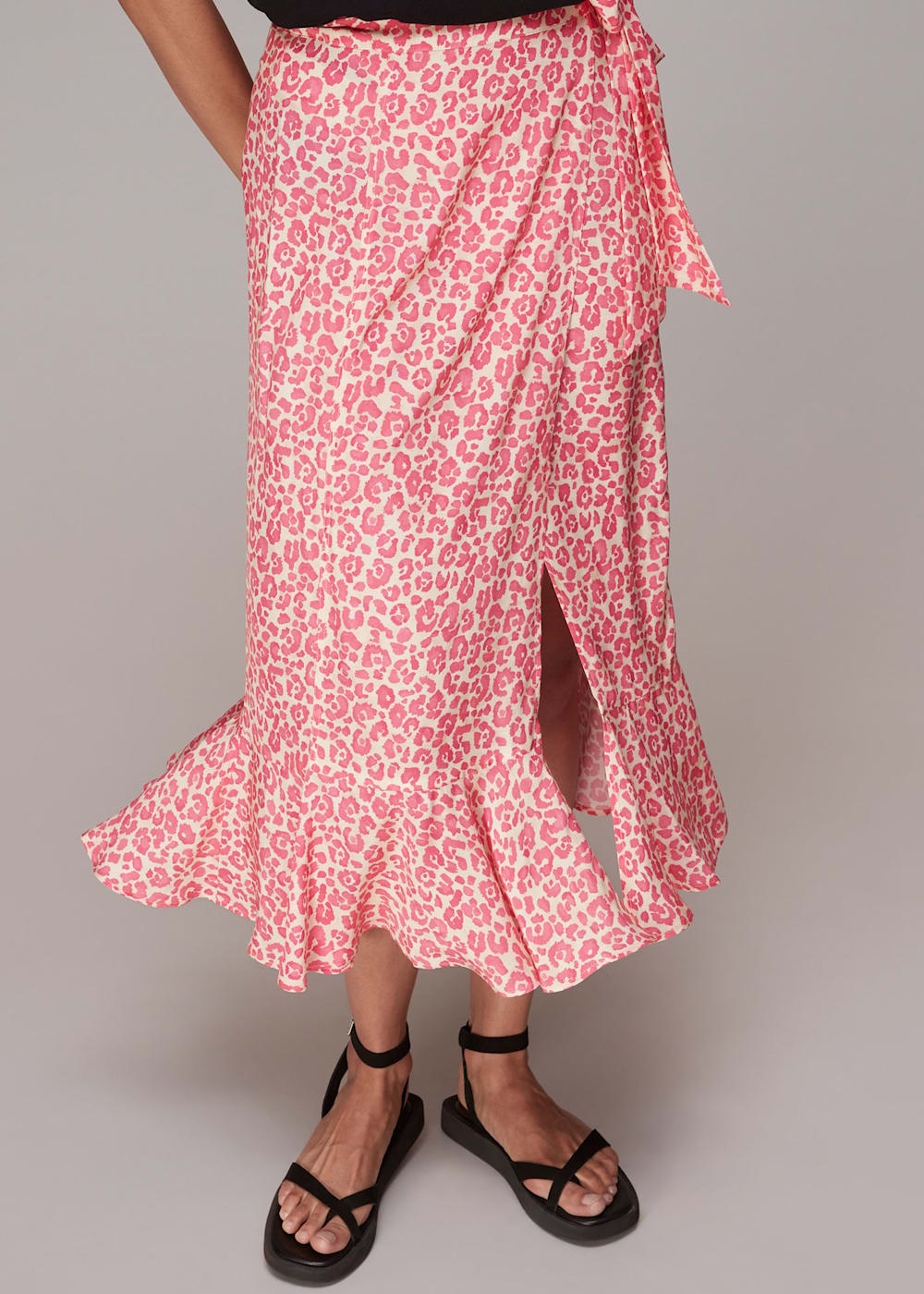 Pink Multi Cheetah Print Wrap Skirt WHISTLES Whistles UK