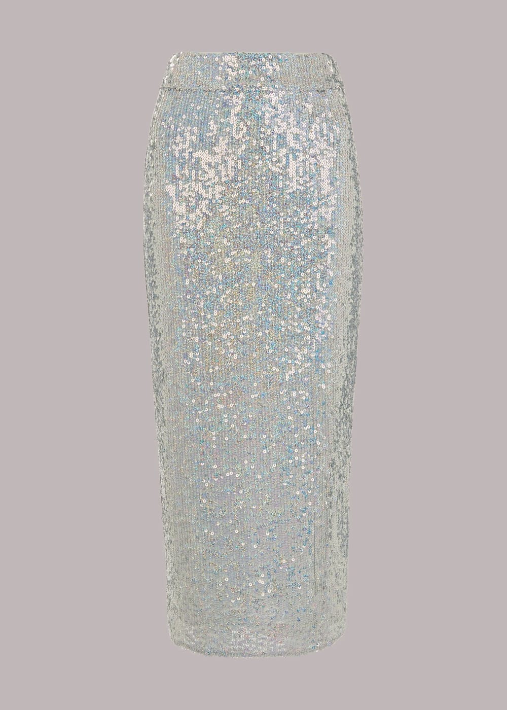 Slim Fit Silver Sequin Midi Skirt With Side Split Whistles Whistles US