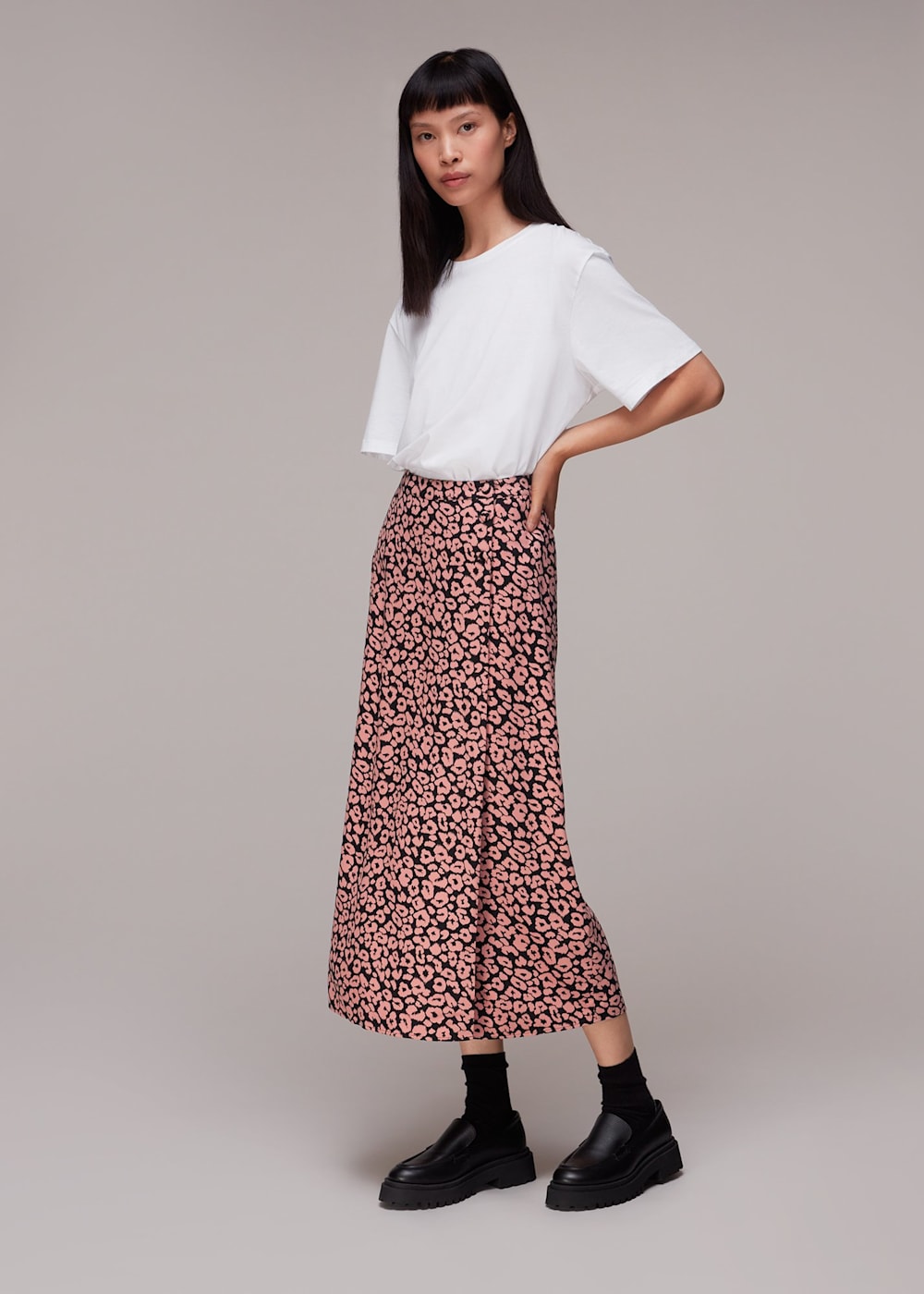 Leopard midi skirt pink hot sale