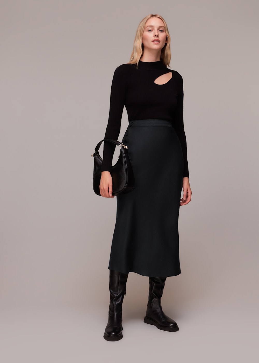 Black bias cut skirt cheap