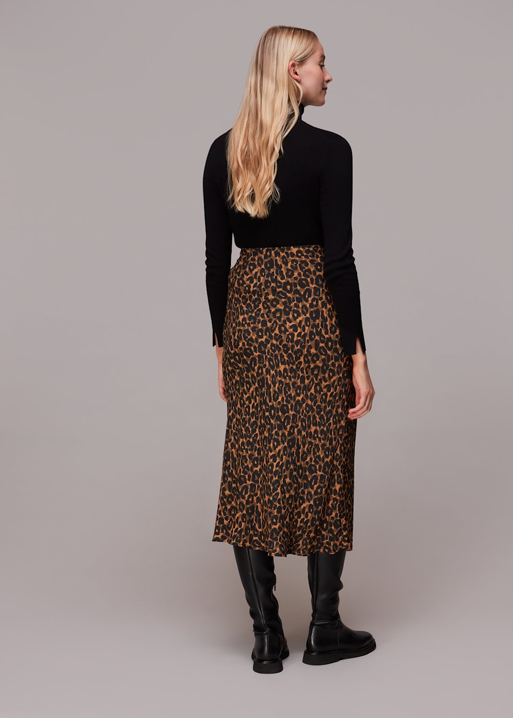 Leopard Print Classic Leopard Bias Cut Skirt WHISTLES Whistles ROW