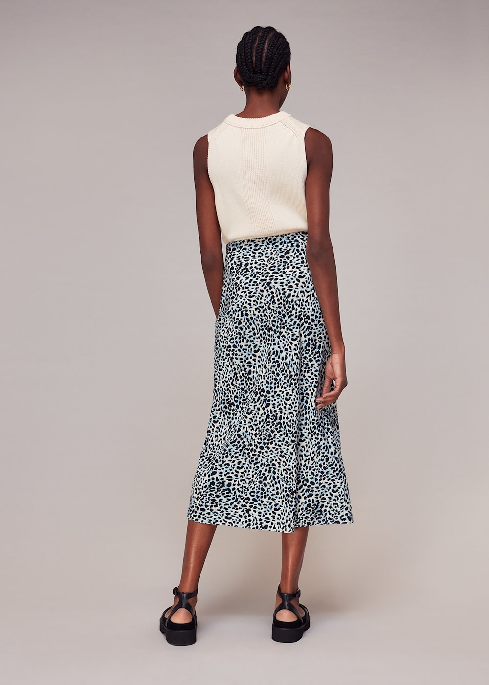 Cheetah midi skirt navy online