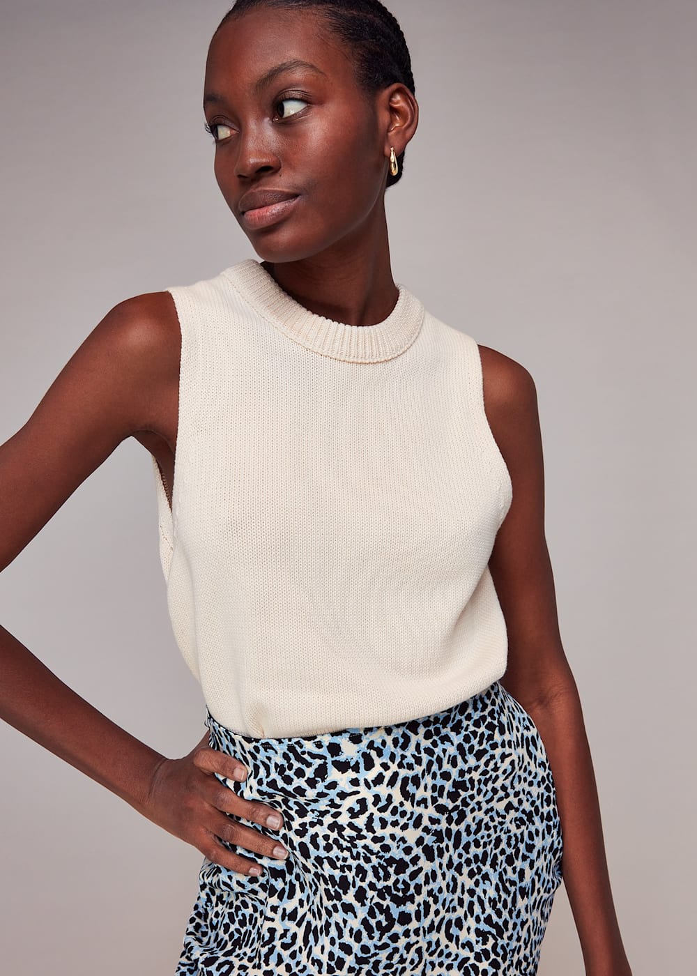 Multicolour Abstract Cheetah Silk Skirt WHISTLES Whistles UK
