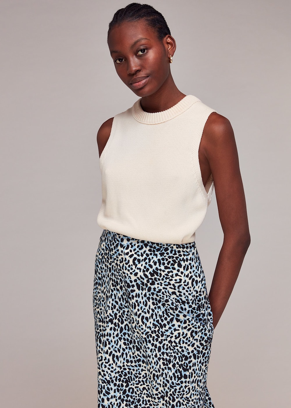 Multicolour Abstract Cheetah Silk Skirt WHISTLES Whistles UK