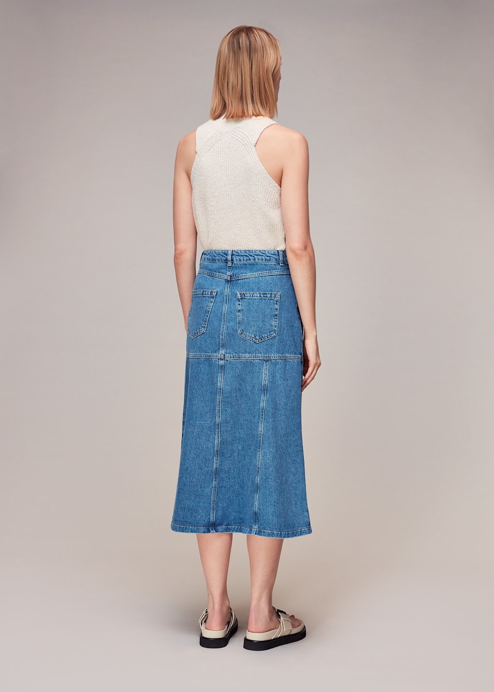 Denim Denim Midi Skirt | WHISTLES | Whistles US |