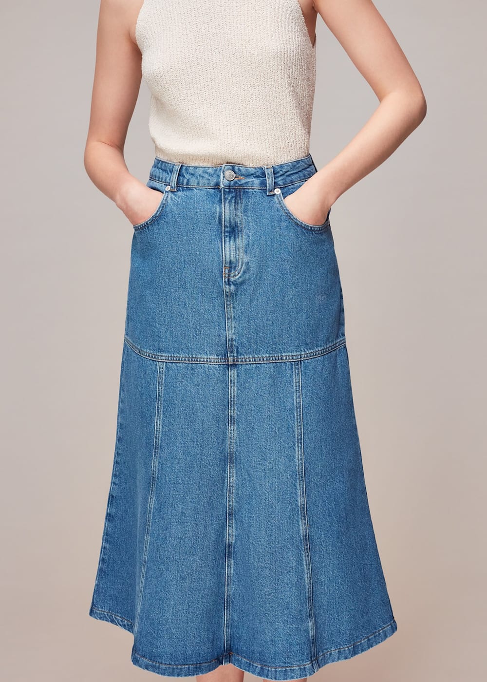 Denim midi skirt 48 cheap