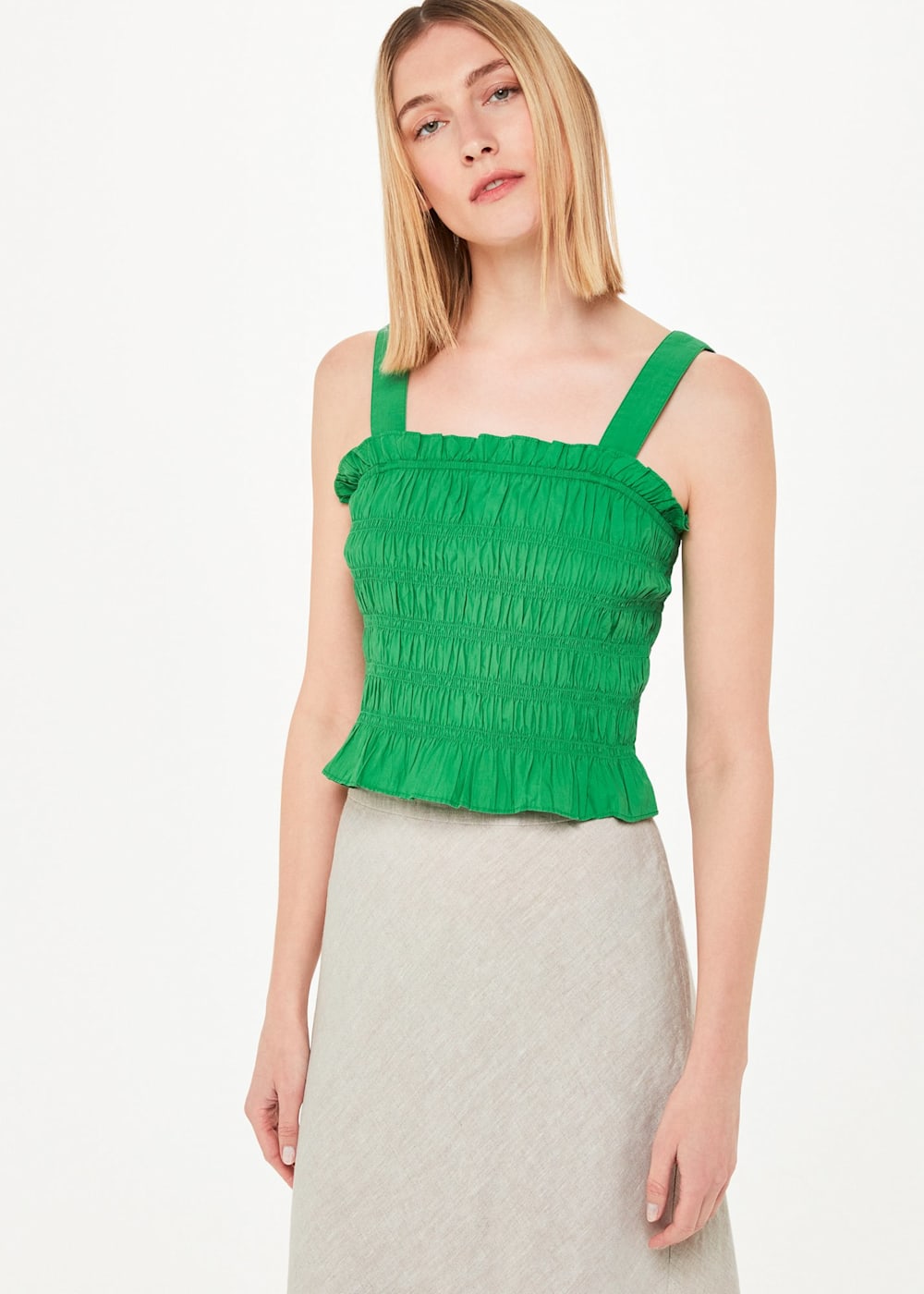 Whistles white linen frill skirt deals