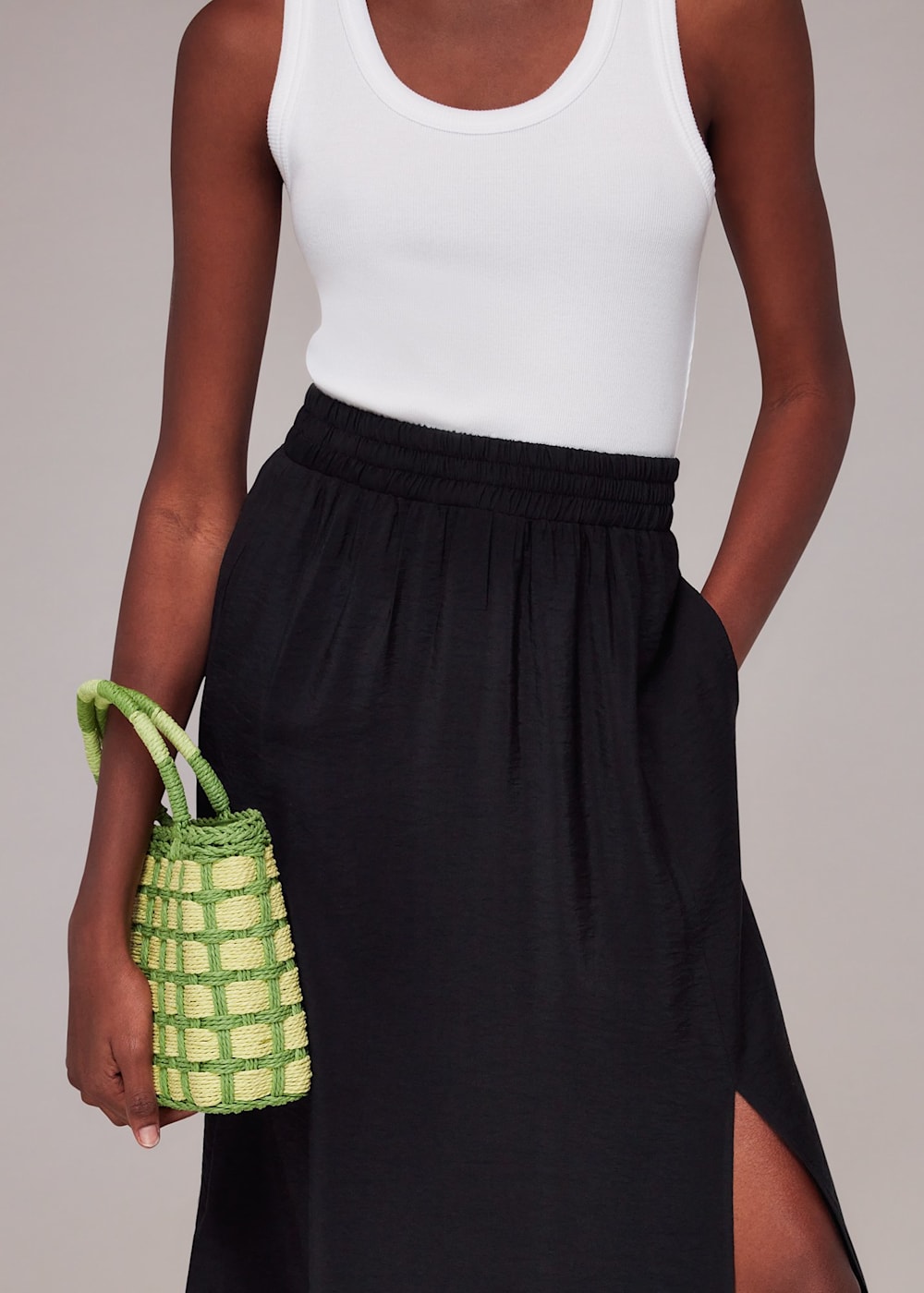 Black Nicola Elasticated Waist Skirt WHISTLES Whistles UK