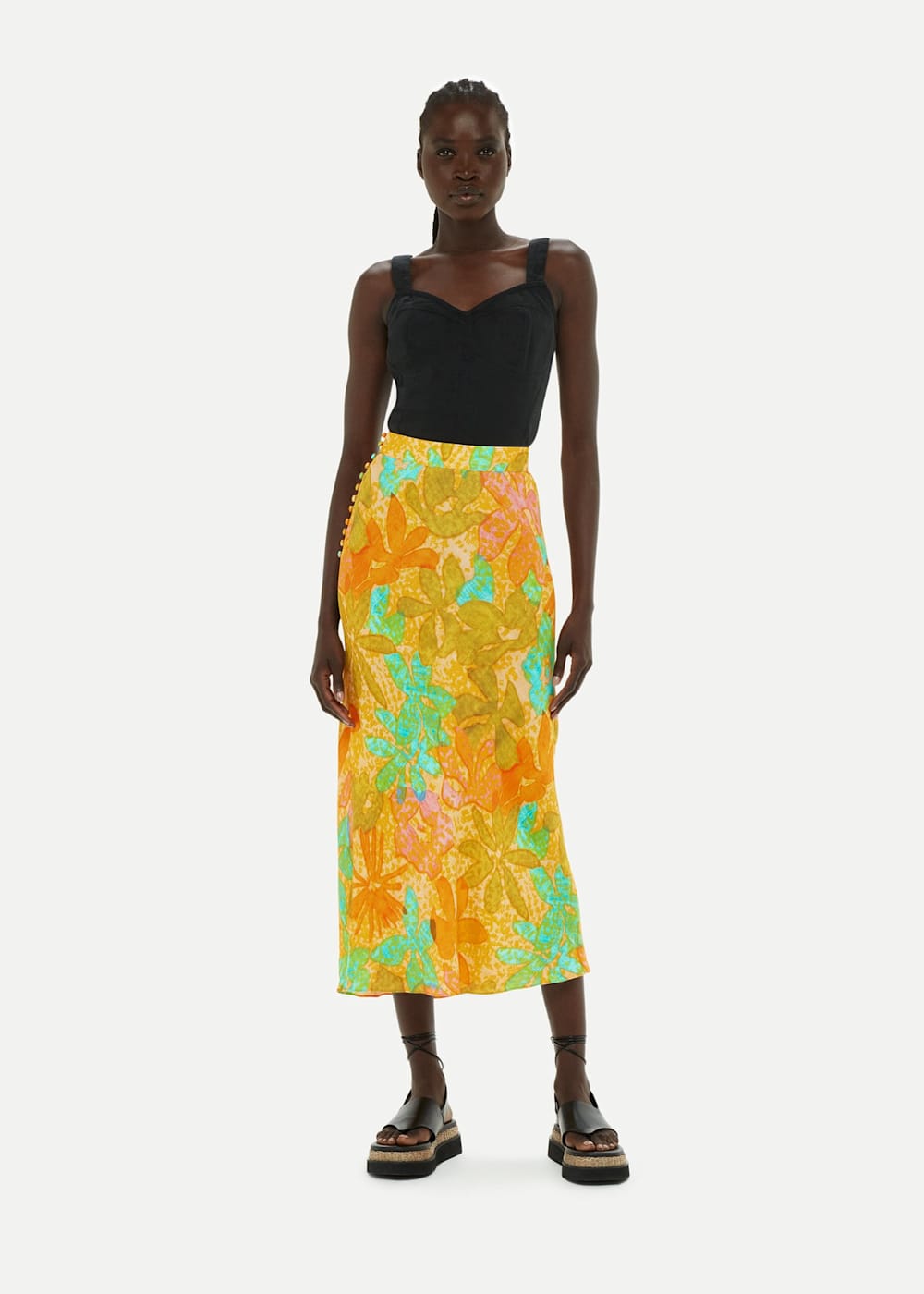 Button side skirt sale