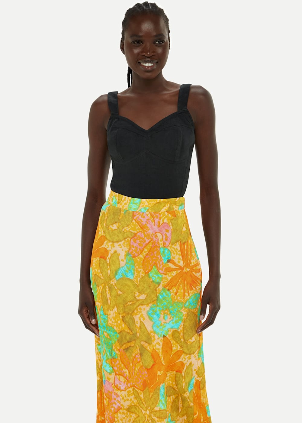 Button skirt high waisted online