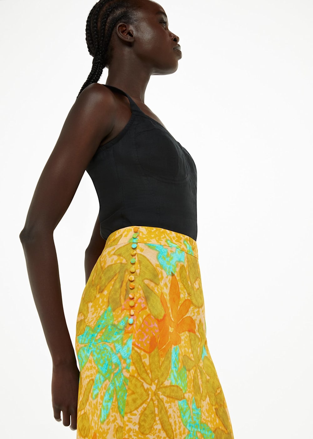 Yellow button skirt hot sale