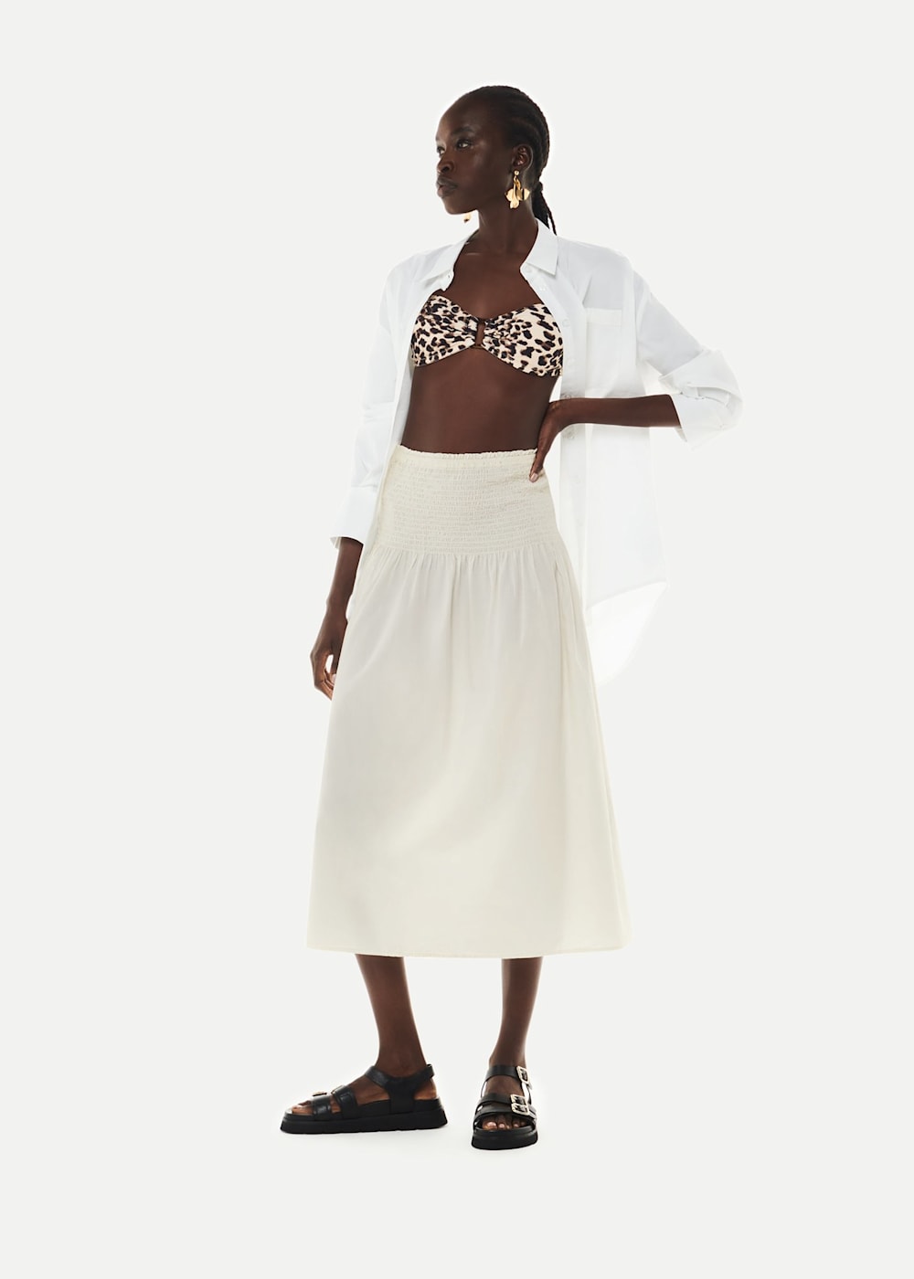 whistles-smocked-waist-skirt-