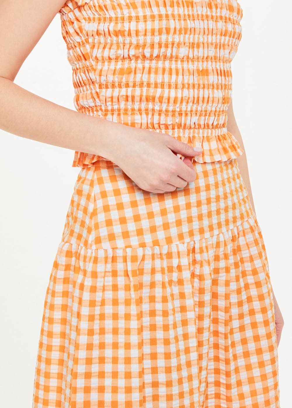 Orange gingham skirt store
