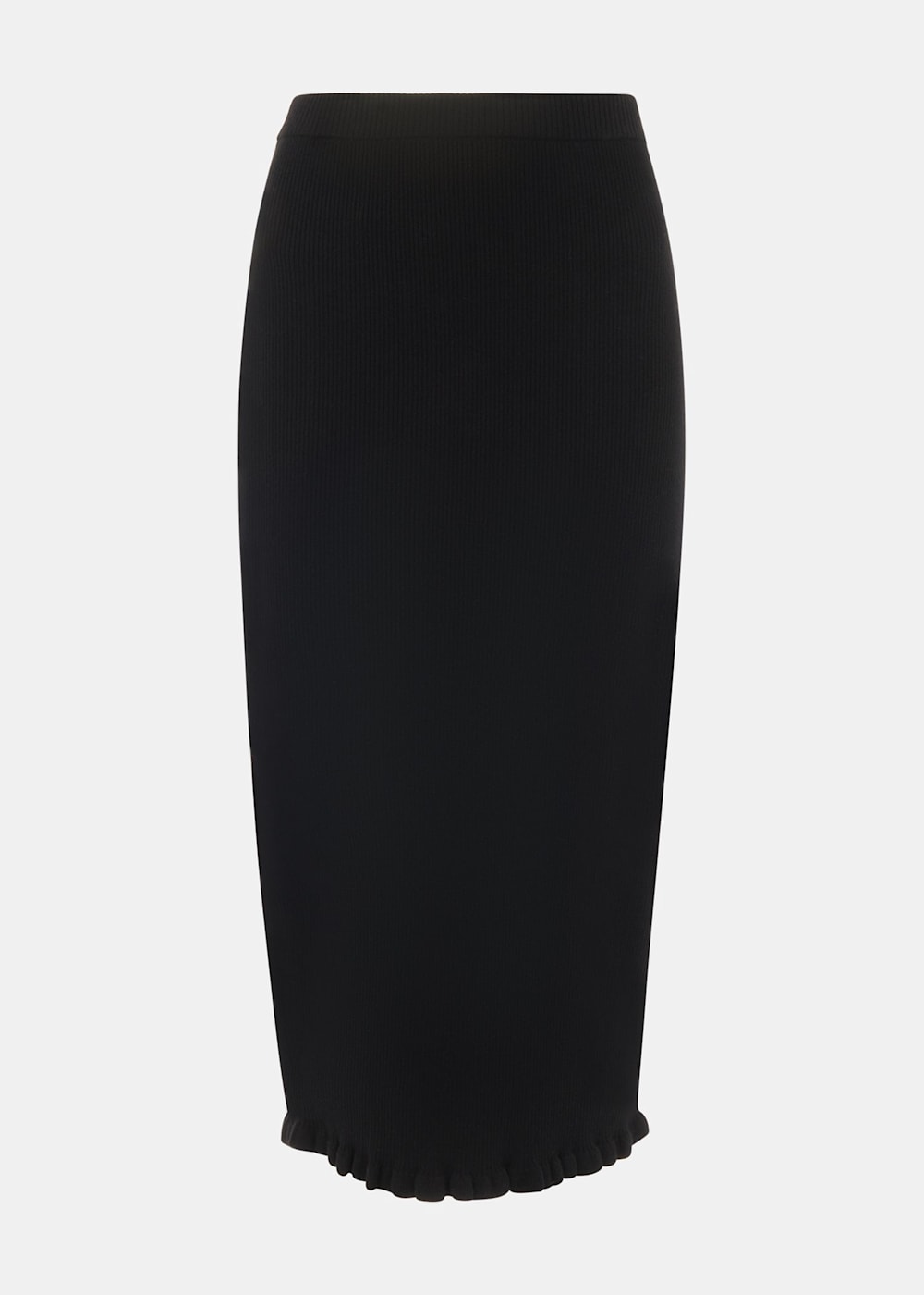 Black Frill Hem Knitted Midi Skirt WHISTLES Whistles UK