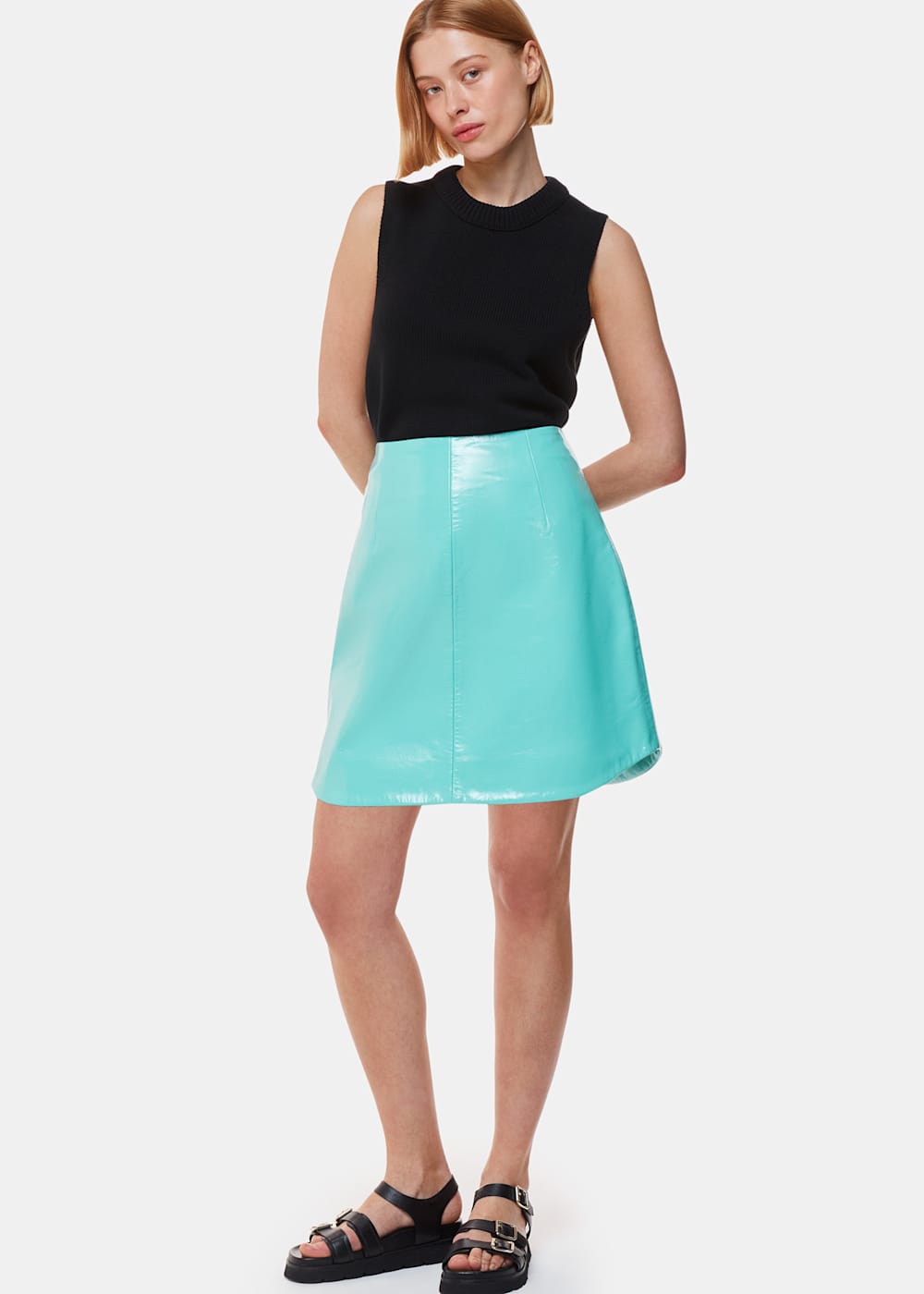 Turquoise Patent Leather Mini Skirt WHISTLES Whistles UK