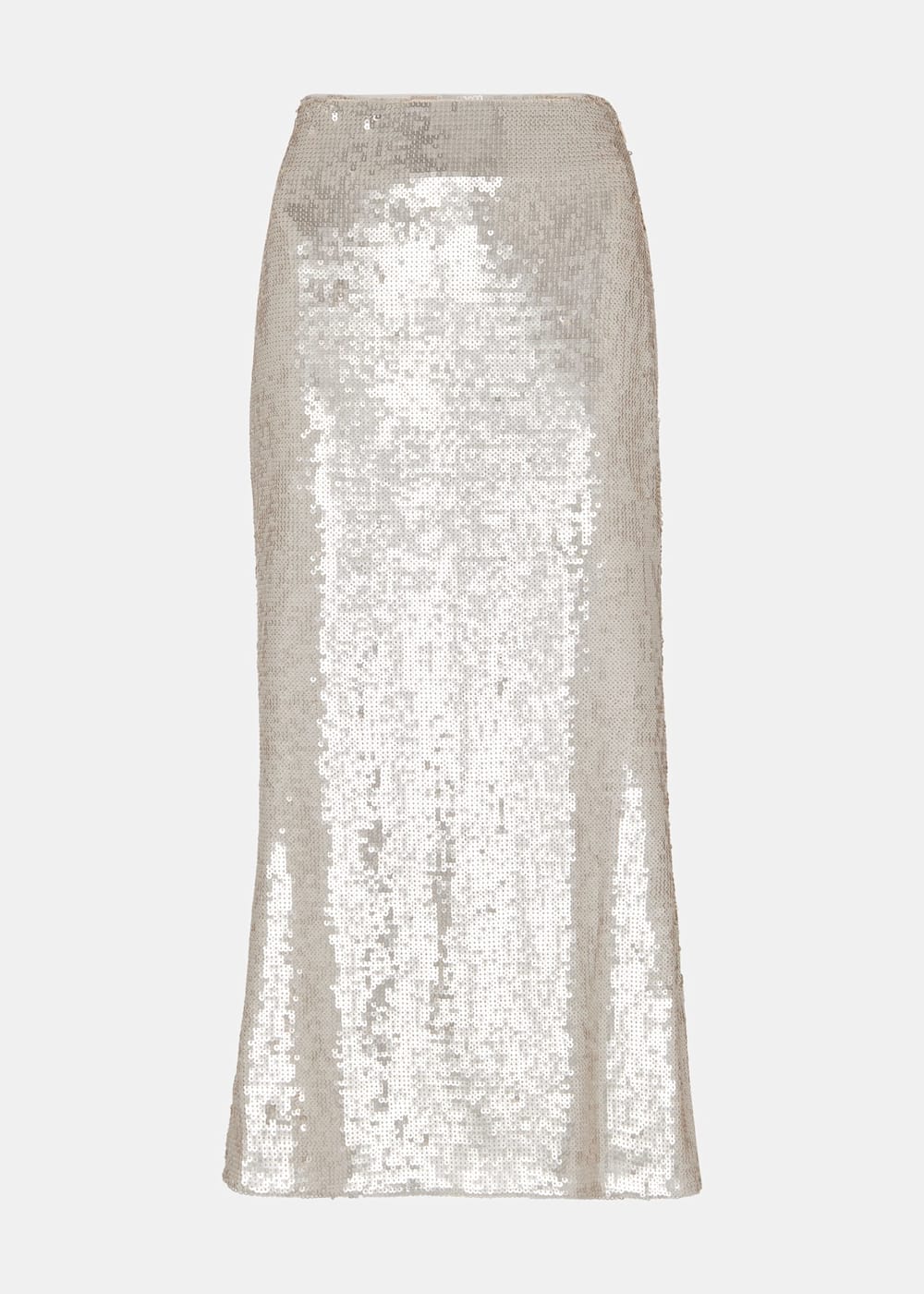 Silver Sequin Midi Skirt With Zip Whistles Whistles US
