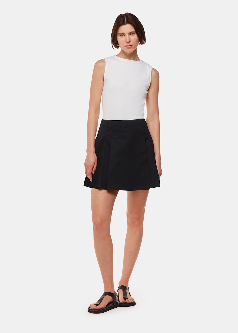 Whistles Pleated Mini Skirt Black Size 14