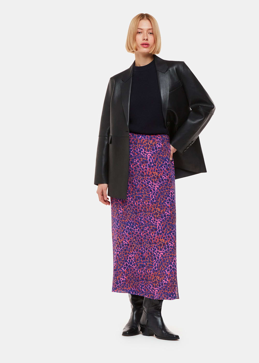 Multi coloured leopard print midi skirt hotsell