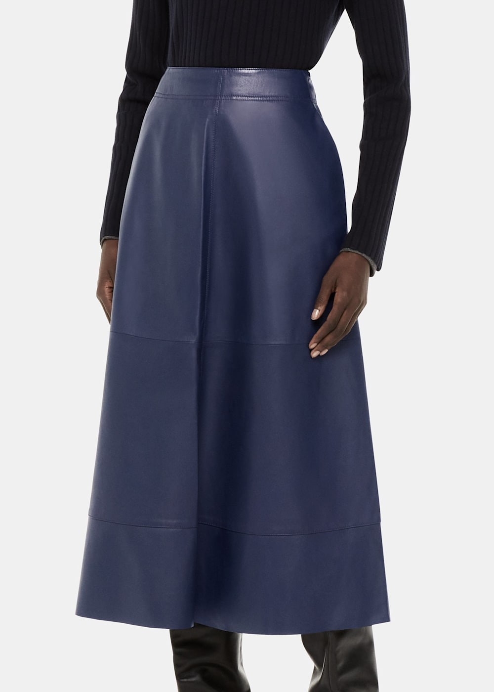 Royal blue leather skirt cheap