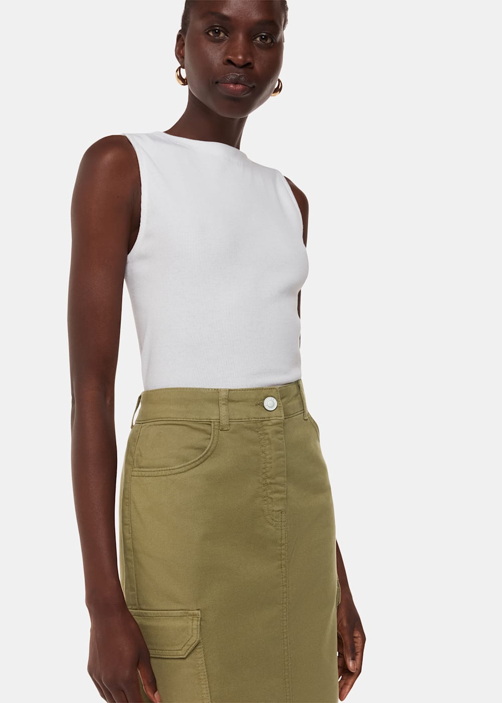 Khaki Cargo Midi Skirt Whistles UK Whistles UK