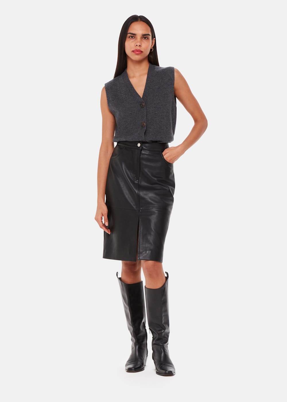 Black leather skirt uk sales