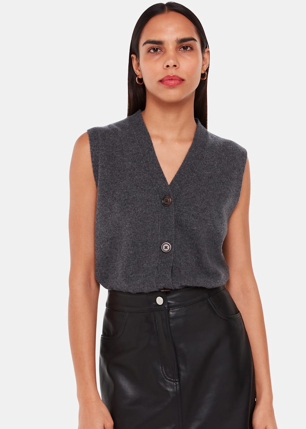 Leather midi skirt split sales