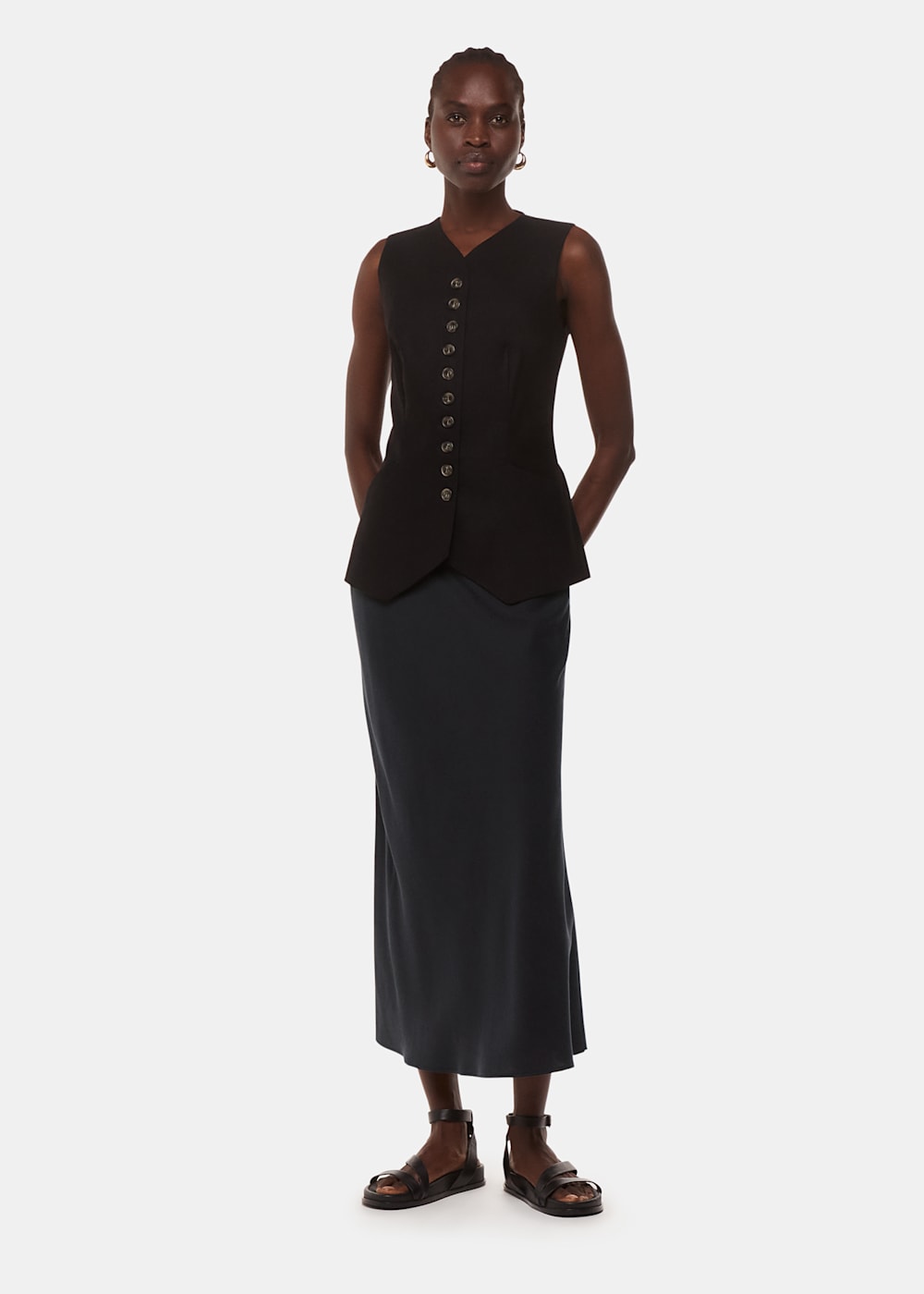 Bias cut midi skirt black sales