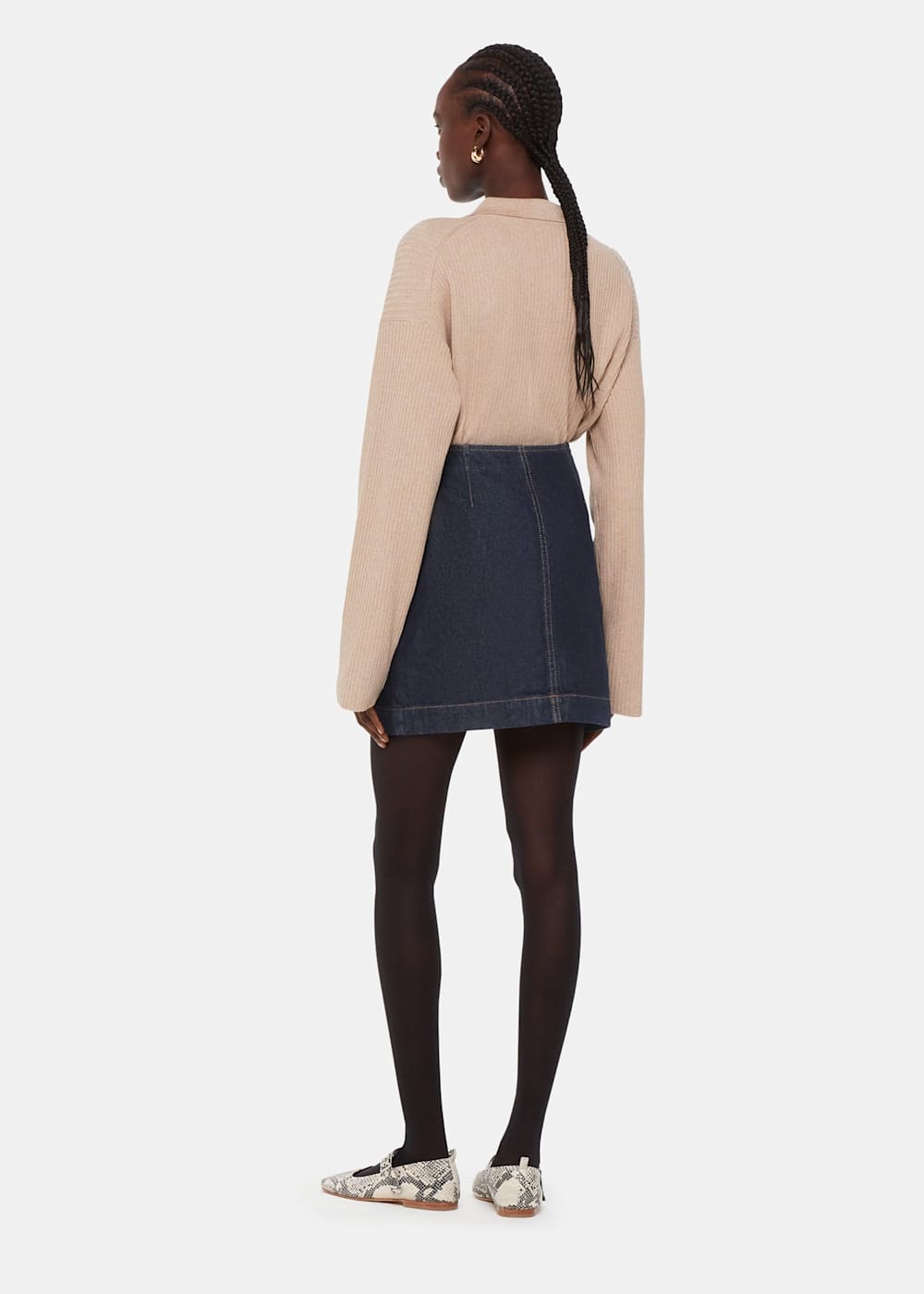 Black denim mini skirt uk sales