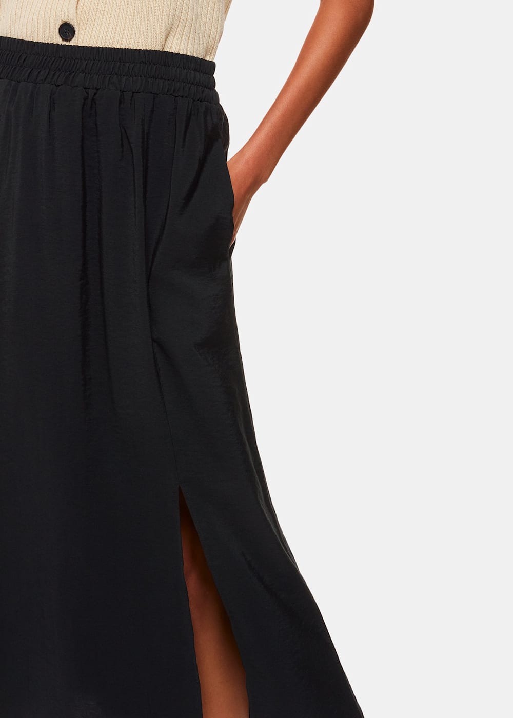 Black midi skirt elasticated waist new arrivals