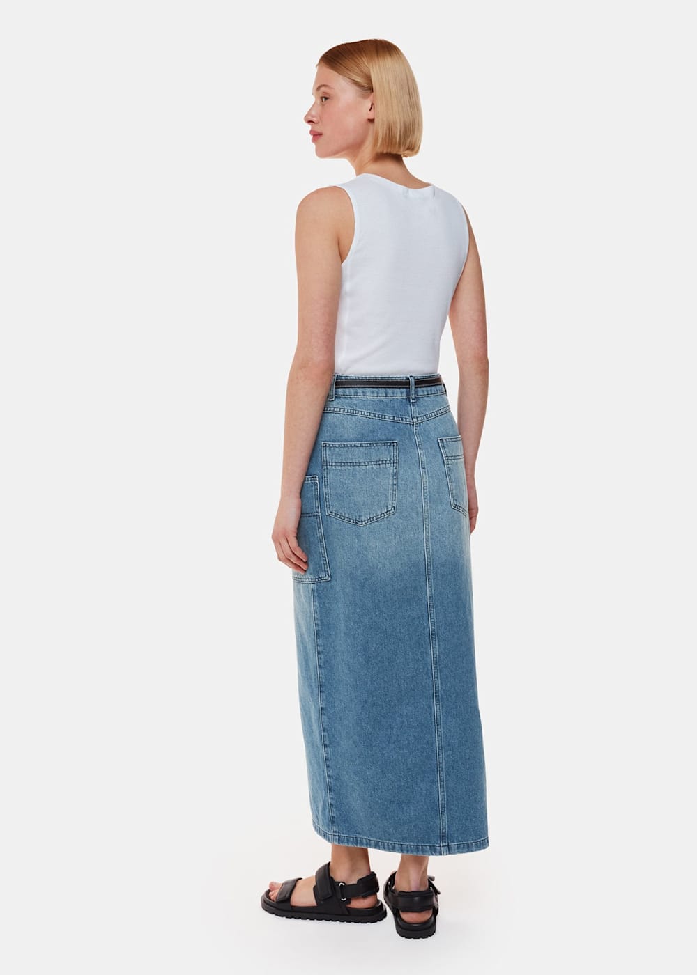 Denim utility skirt midi online