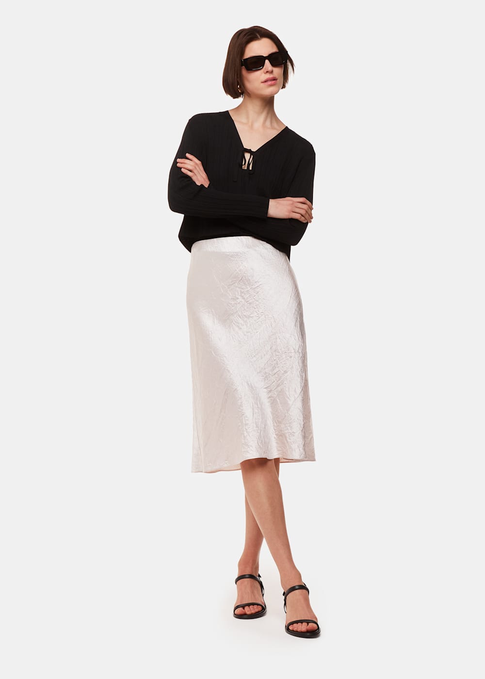 Mid length satin skirts under dresses on sale