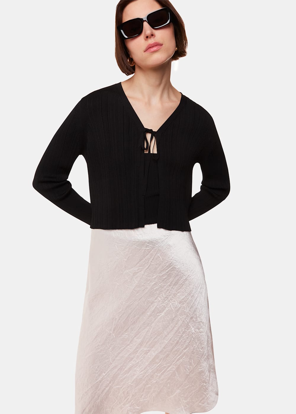 Satin skirt knee length cheap