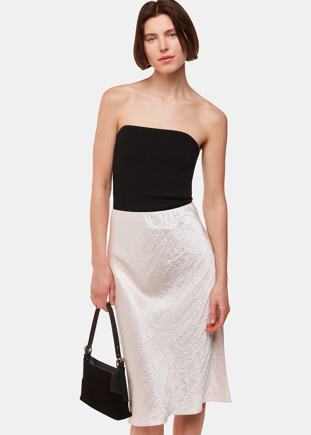Mid length satin skirts long sleeve store