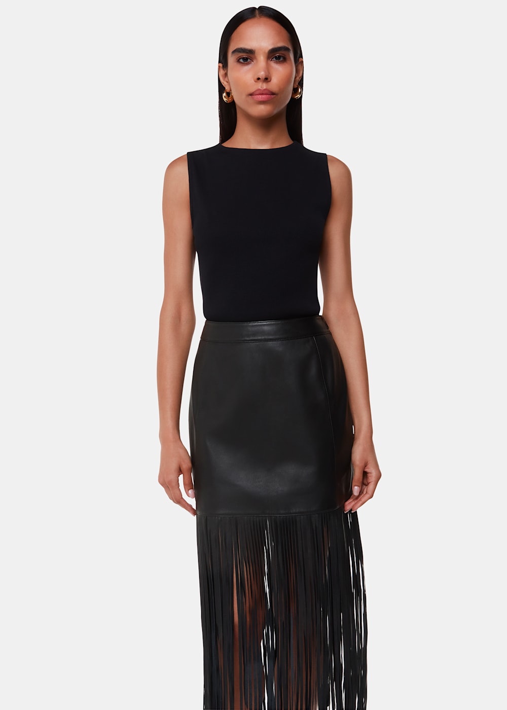 Black leather mini skirt with fringe new arrivals