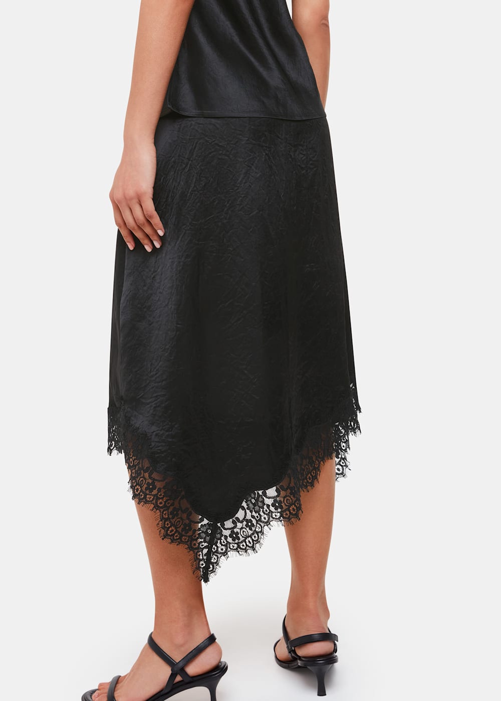 Black Lace Trim Midi Skirt WHISTLES Whistles UK