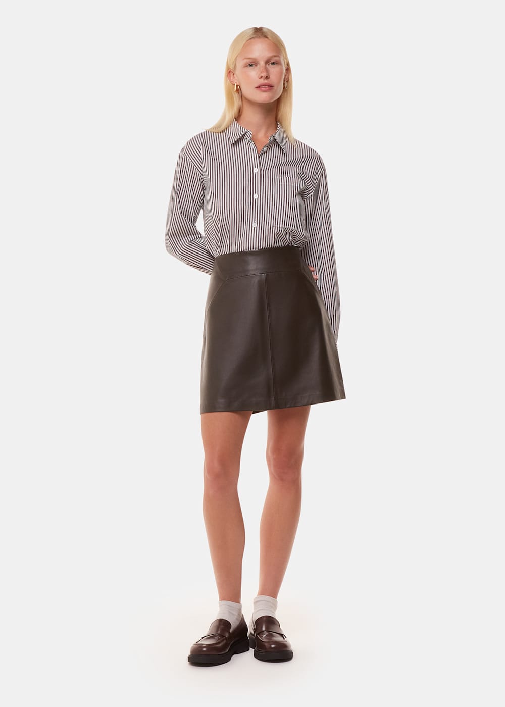 Brown leather skirt uk store