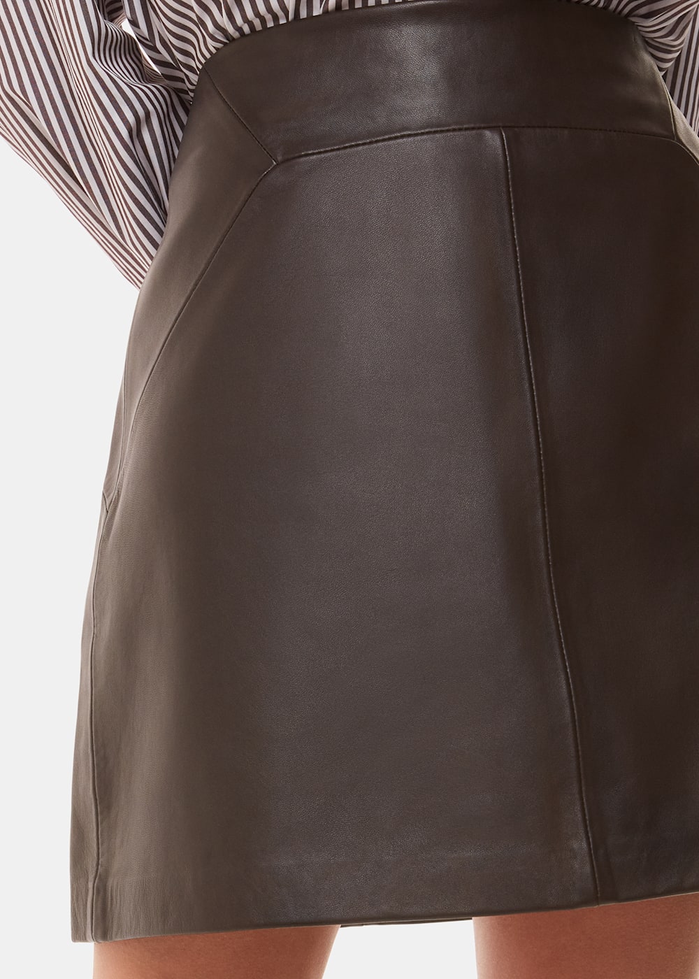 Brown Leather A Line Skirt WHISTLES Whistles UK