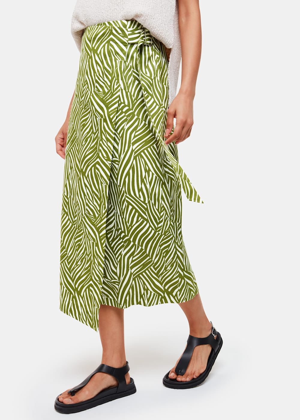 Midi wrap skirt green online