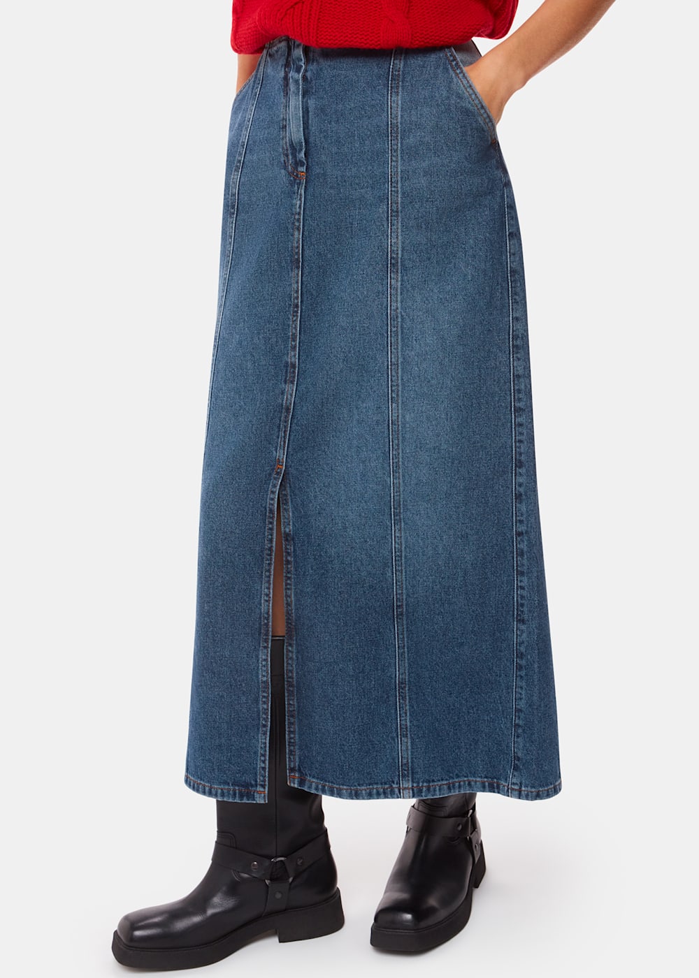 Midi jean skirt quilt cheap