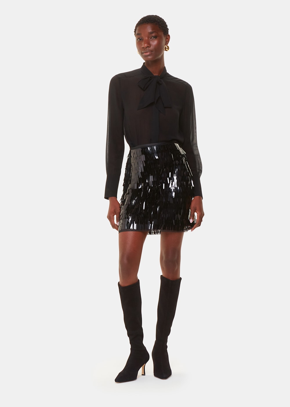 Black Sword Sequin Mini Skirt WHISTLES Whistles ROW