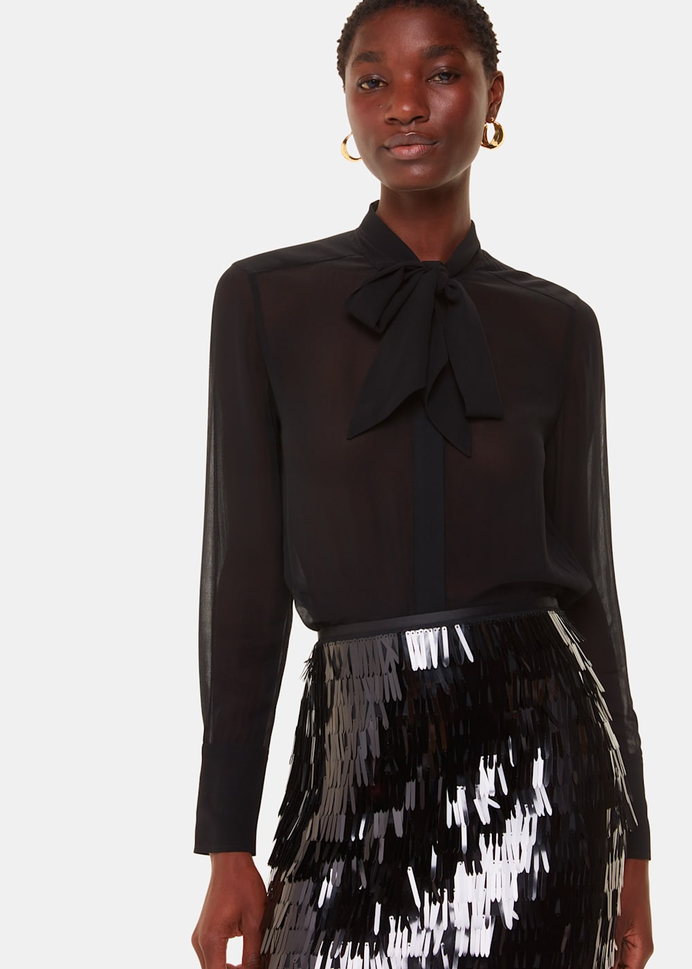 Black Sword Sequin Mini Skirt WHISTLES Whistles UK