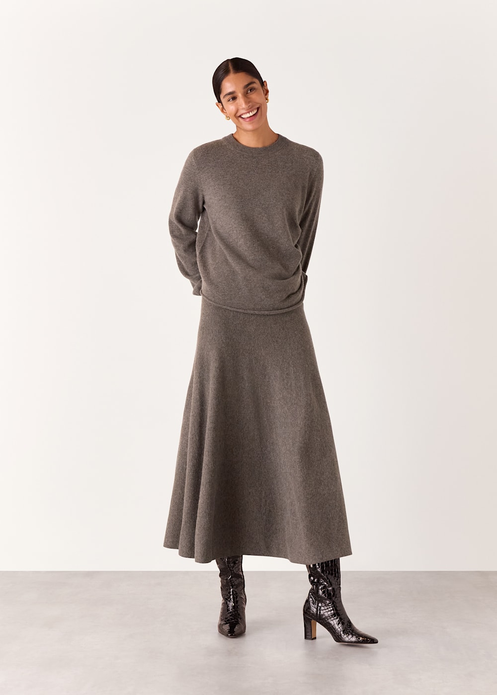 Ponte knit midi flare skirt hotsell
