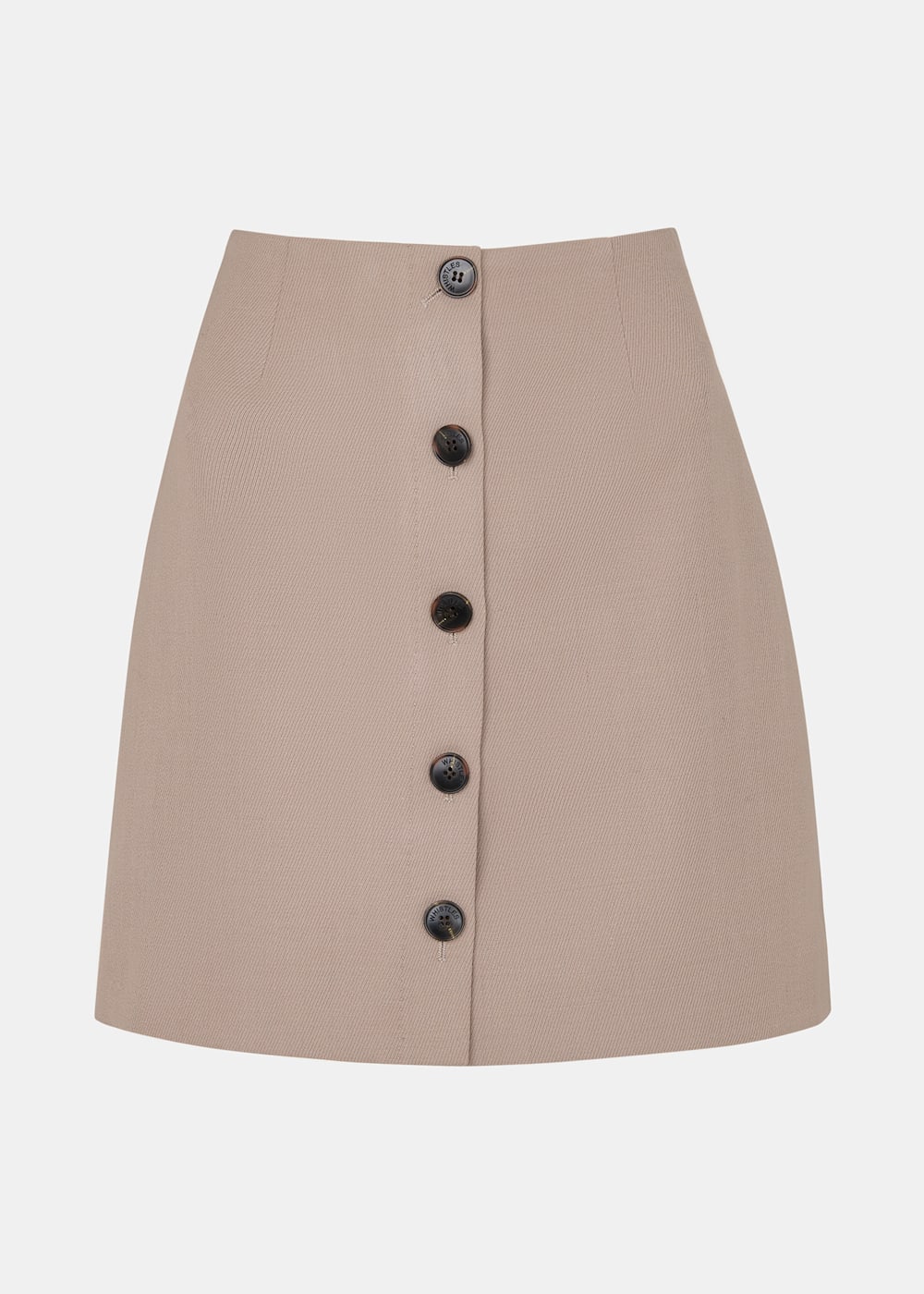 Neutral Button Front Wool Mini Skirt WHISTLES Whistles UK